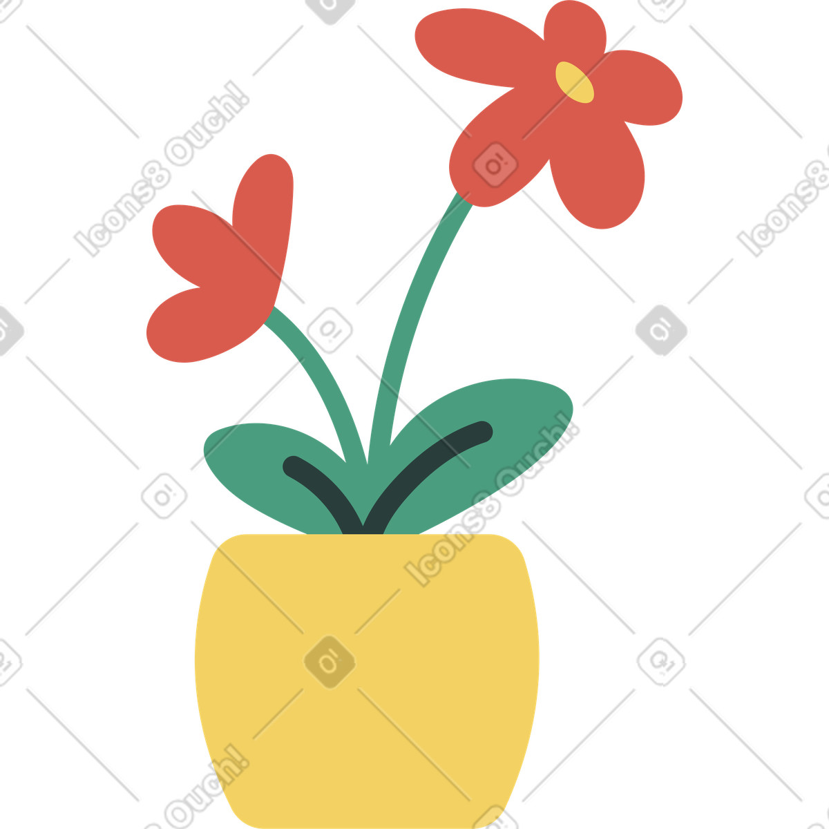 Macaroni スタイルの 鉢植えの花 のイラストをPNG、SVG形式でダウンロード