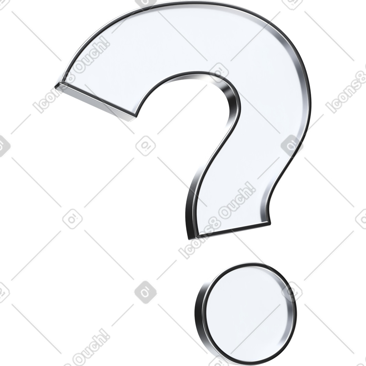 Question mark icon, helpdesk symbol, customer support inquiry illustration in 3D Pro style download in PNG, SVG