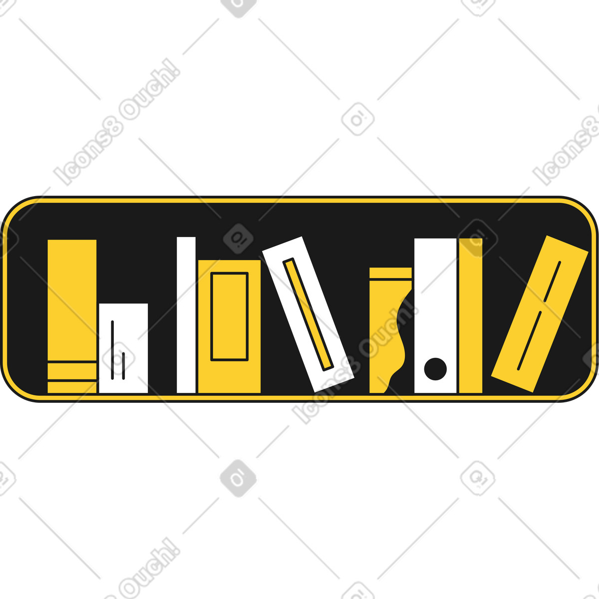 Ilustración Estante con libros en estilo Taxi a descargar en PNG y SVG