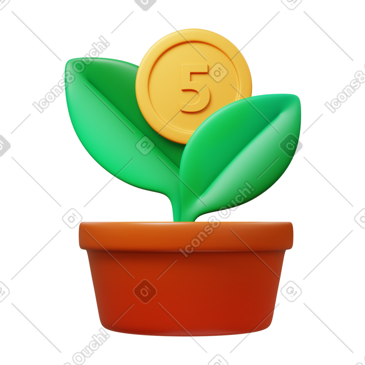 Ilustración Growing money en estilo 3D Fluency a descargar en PNG y SVG