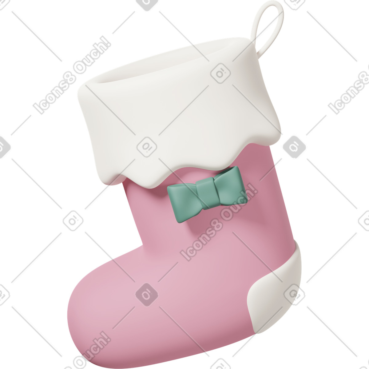 Pink Christmas stocking with ribbon illustrazione in stile 3D Casual life scarica in PNG, SVG
