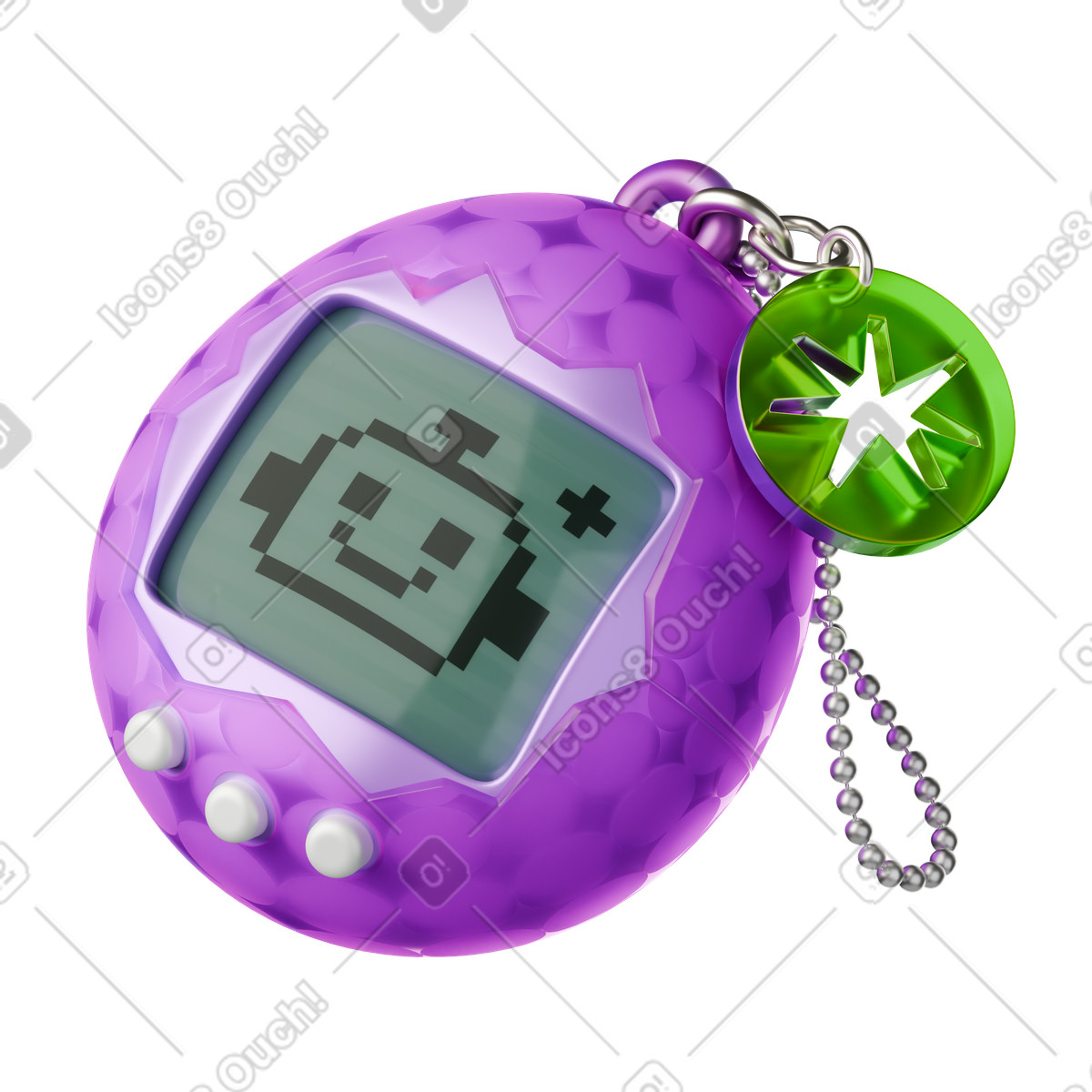 3D Purple Tamagotchi with Robot on Screen illustration in Stickle style download in PNG, SVG