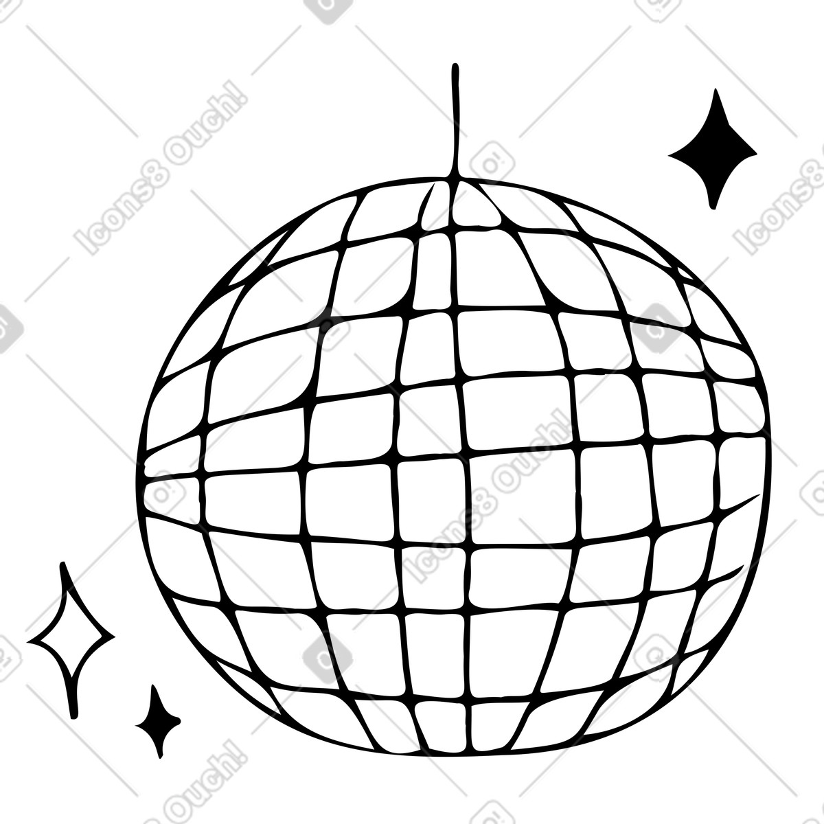 Illustration Boule disco brillante dans le style Marks à télécharger aux formats PNG, SVG
