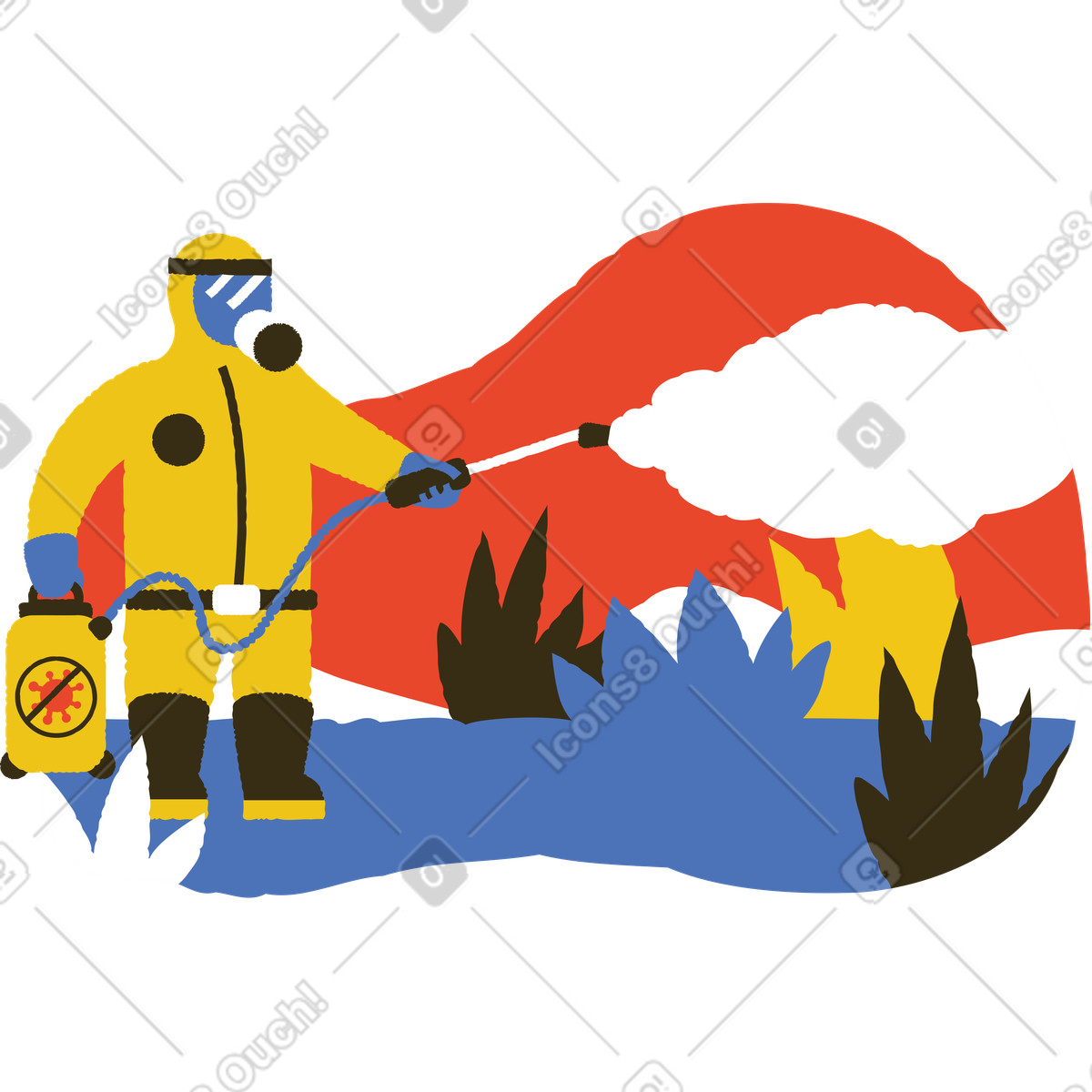 Man disinfecting the surroundings illustration environment clipart high-quality graphics and vectors