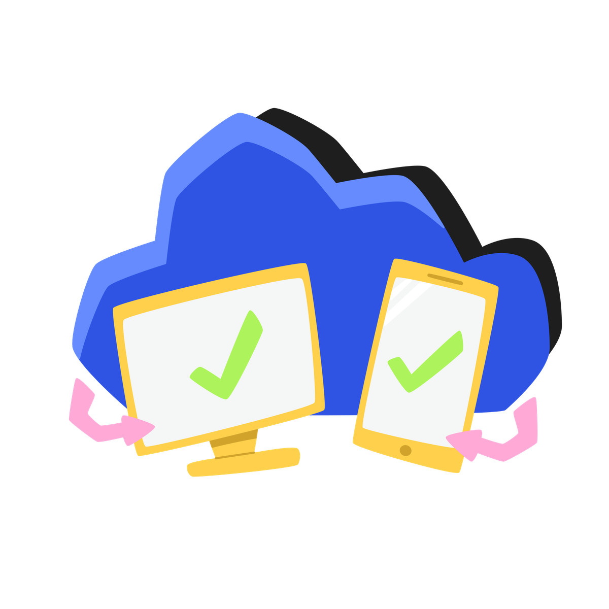 Bouncy 스타일의 Computer and phone cloud service 일러스트레이션 PNG, SVG 다운로드