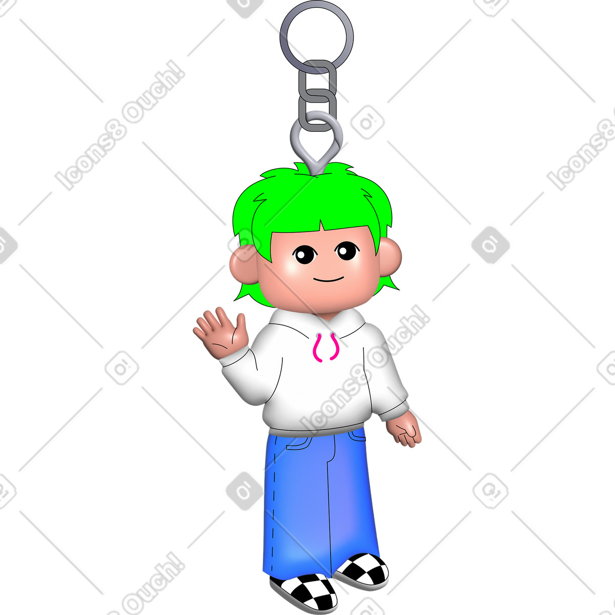Ilustración Chica llavero en estilo Pop a descargar en PNG y SVG
