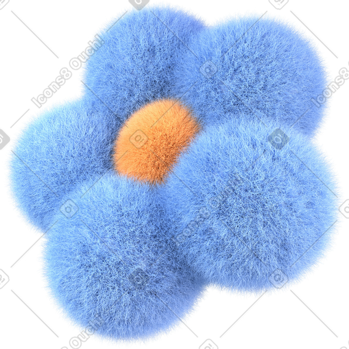 Blühendes gänseblümchen, flauschige blume-Illustration im 3D Glassy-Stil als Download in PNG, SVG