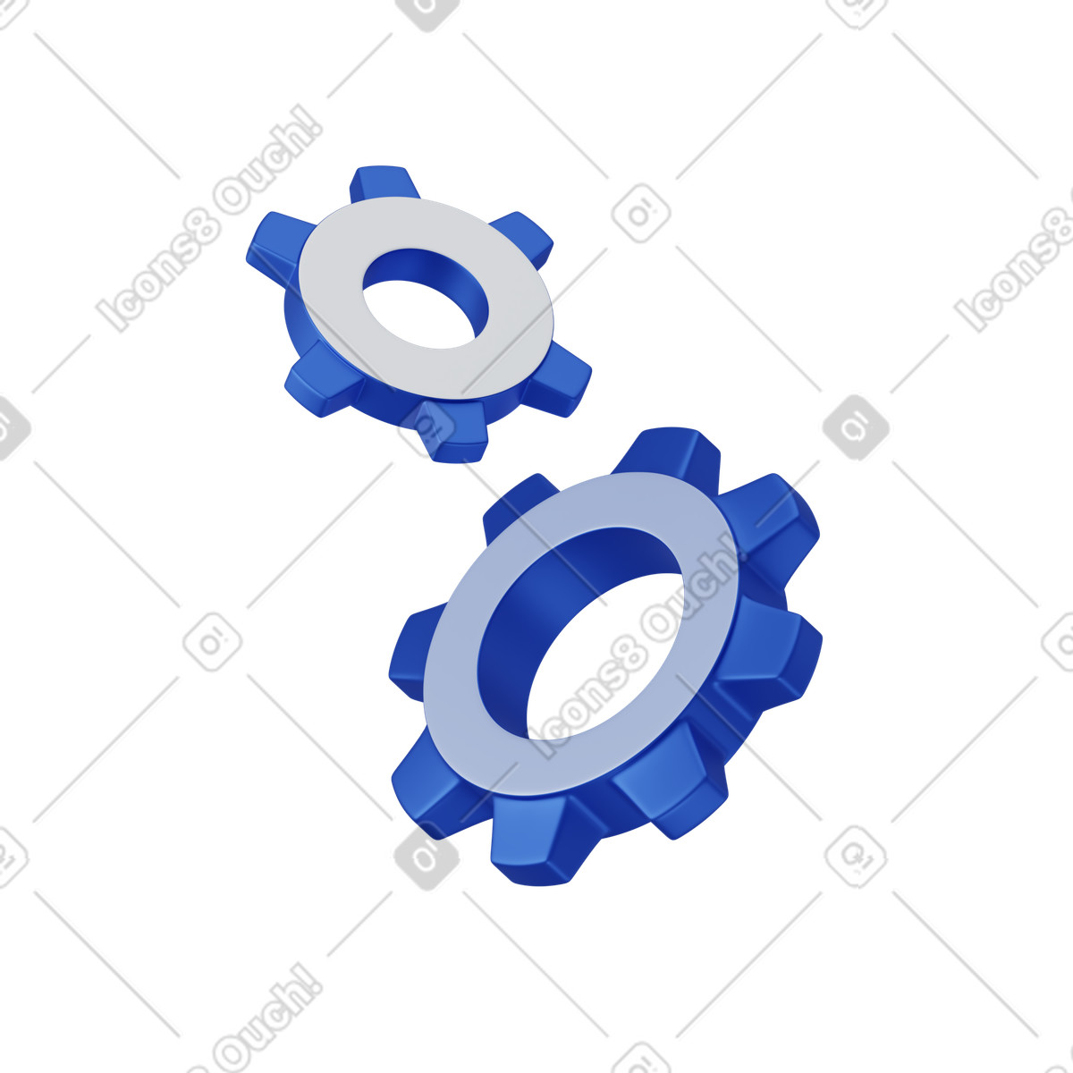 Blue gears illustration in 3D Techny style download in PNG, SVG