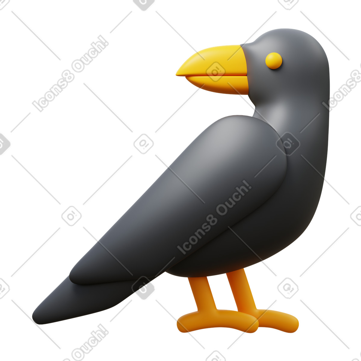 Full body crow-Illustration im 3D Fluency-Stil als Download in PNG, SVG