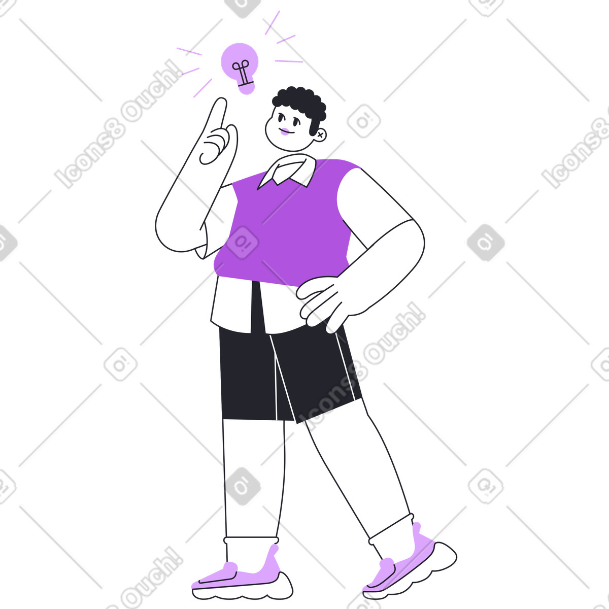Grapy スタイルの Having a bright idea, Creative thinking and solution finding のイラストをPNG、SVG形式でダウンロード