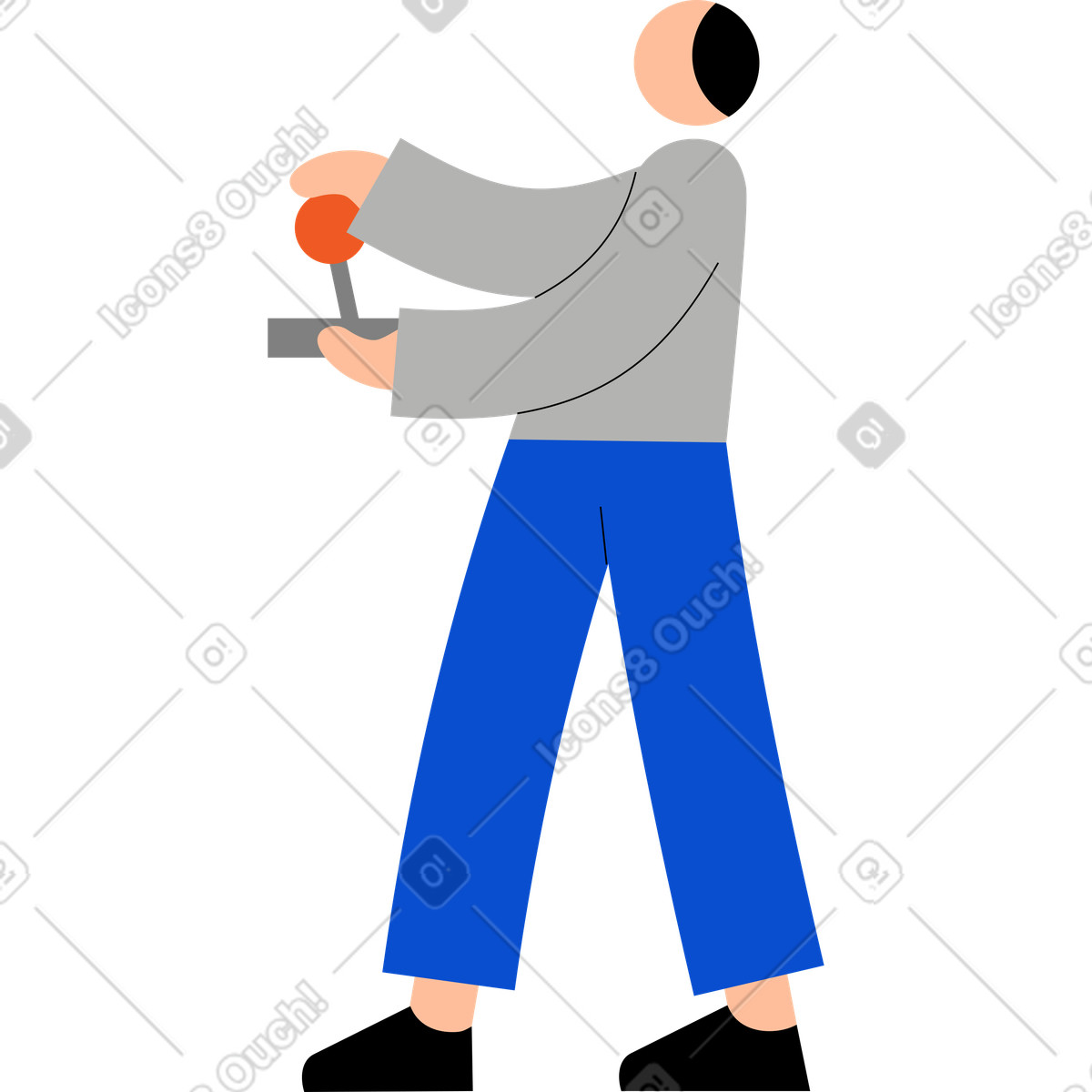 Ilustración Joven sosteniendo un control remoto de radio en estilo Tiny a descargar en PNG y SVG