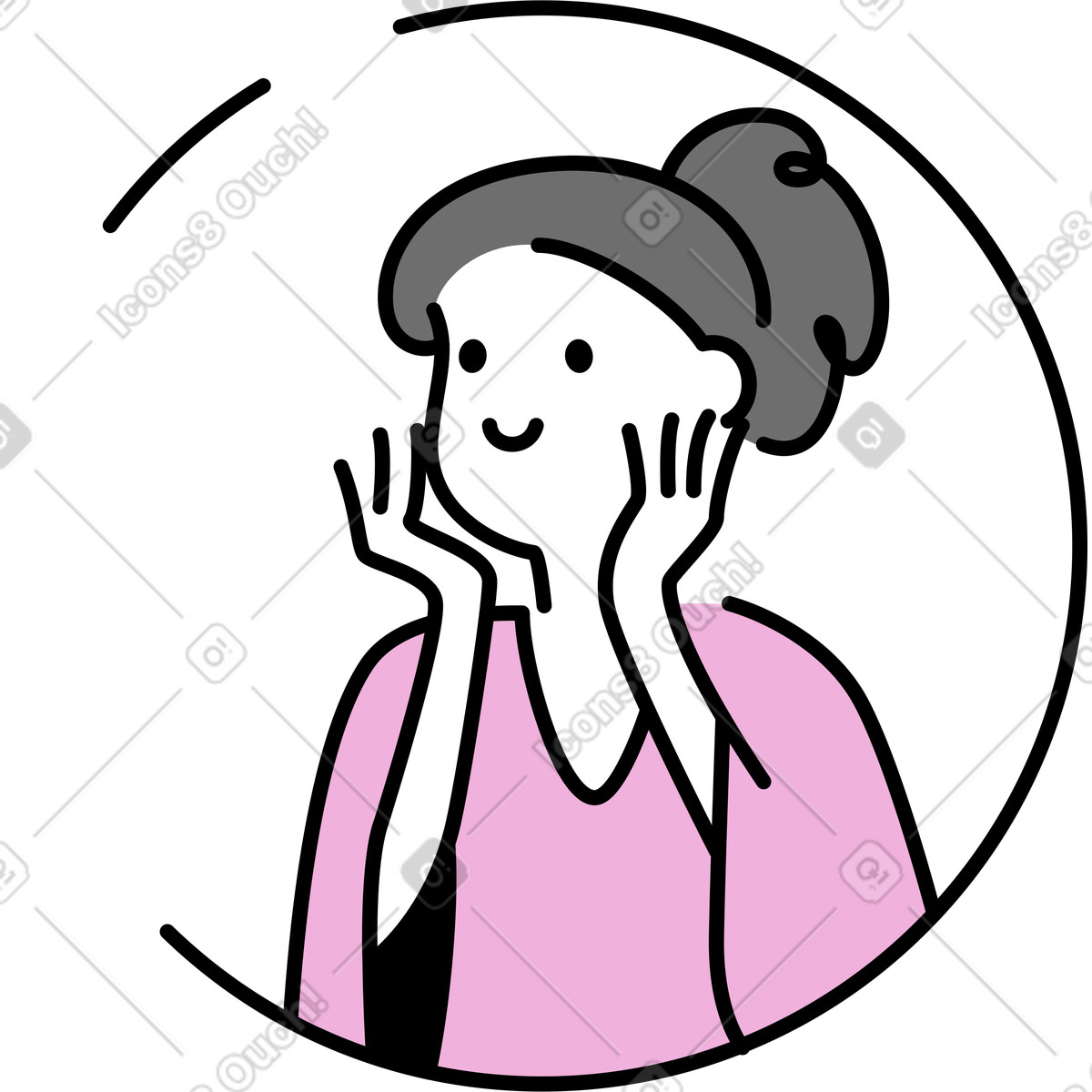 Woman in the mirror illustration Mochi style download PNG, SVG