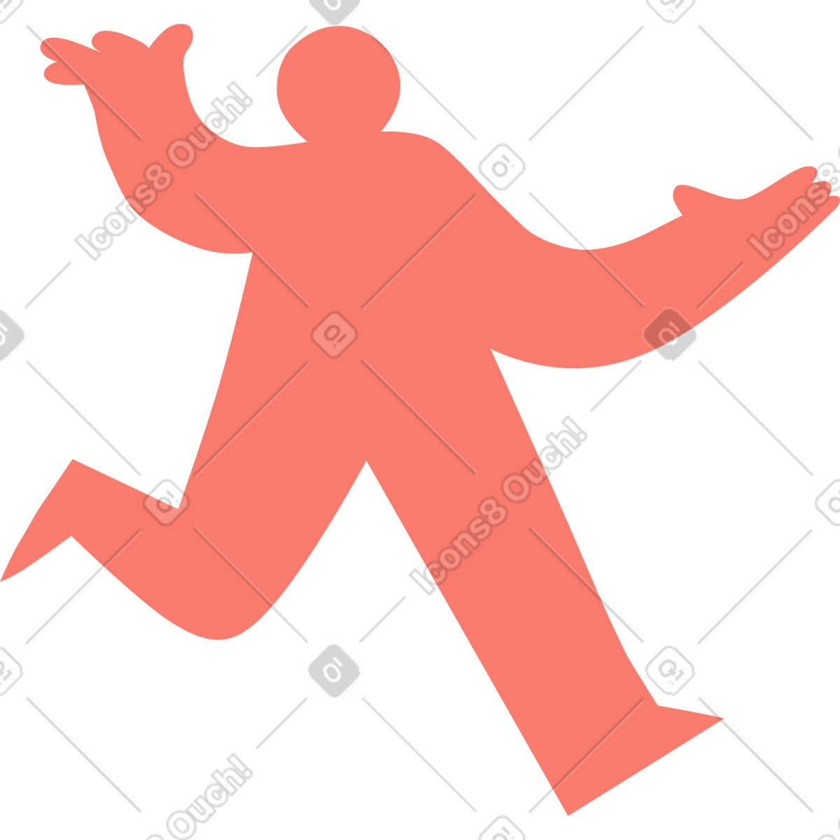 Иллюстрация Silhouette of running figure with outstretched arms expressing joy в стиле Bold People — скачать в форматах PNG, SVG