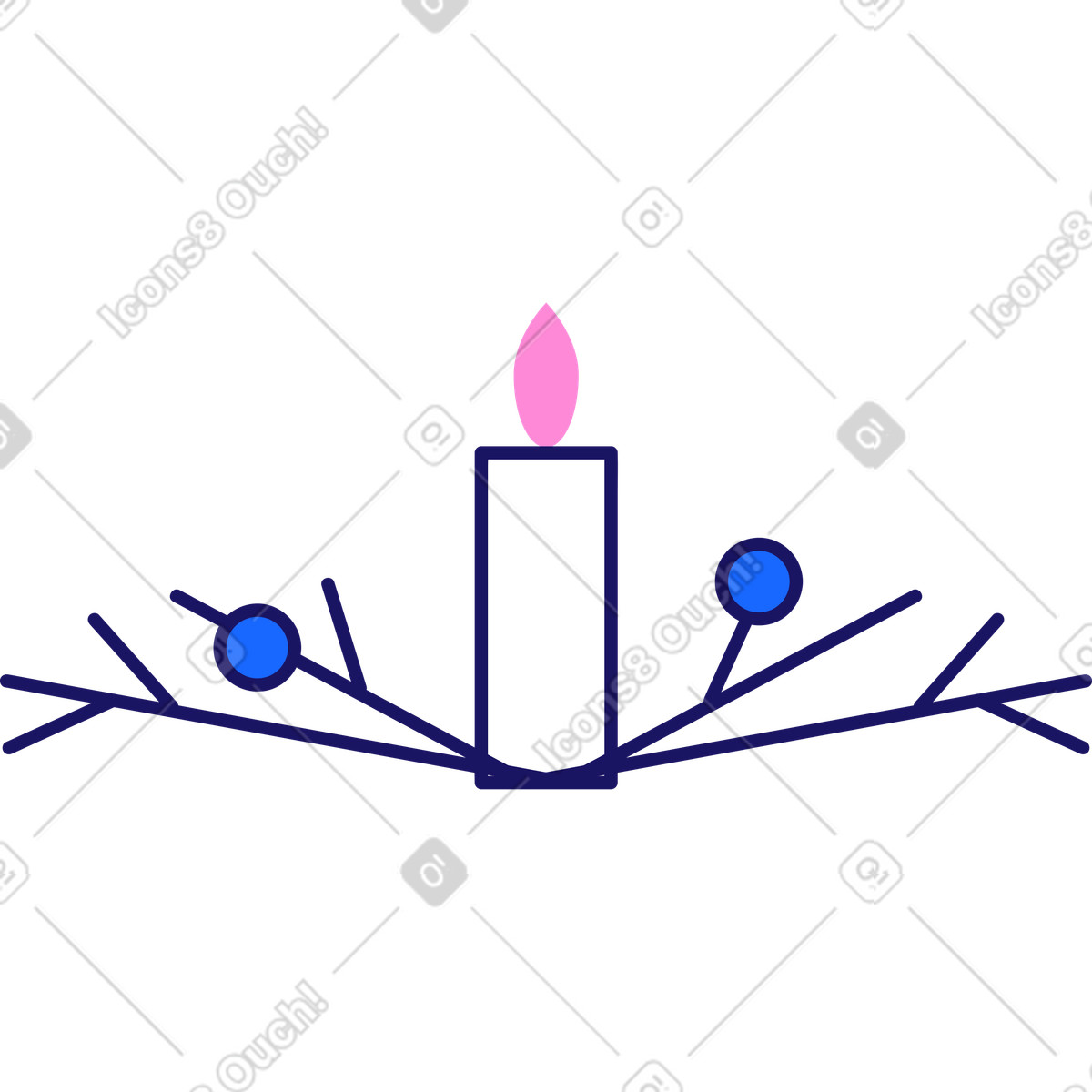Ilustração de Christmas decoration with candle em no estilo Matey para baixar em PNG, SVG
