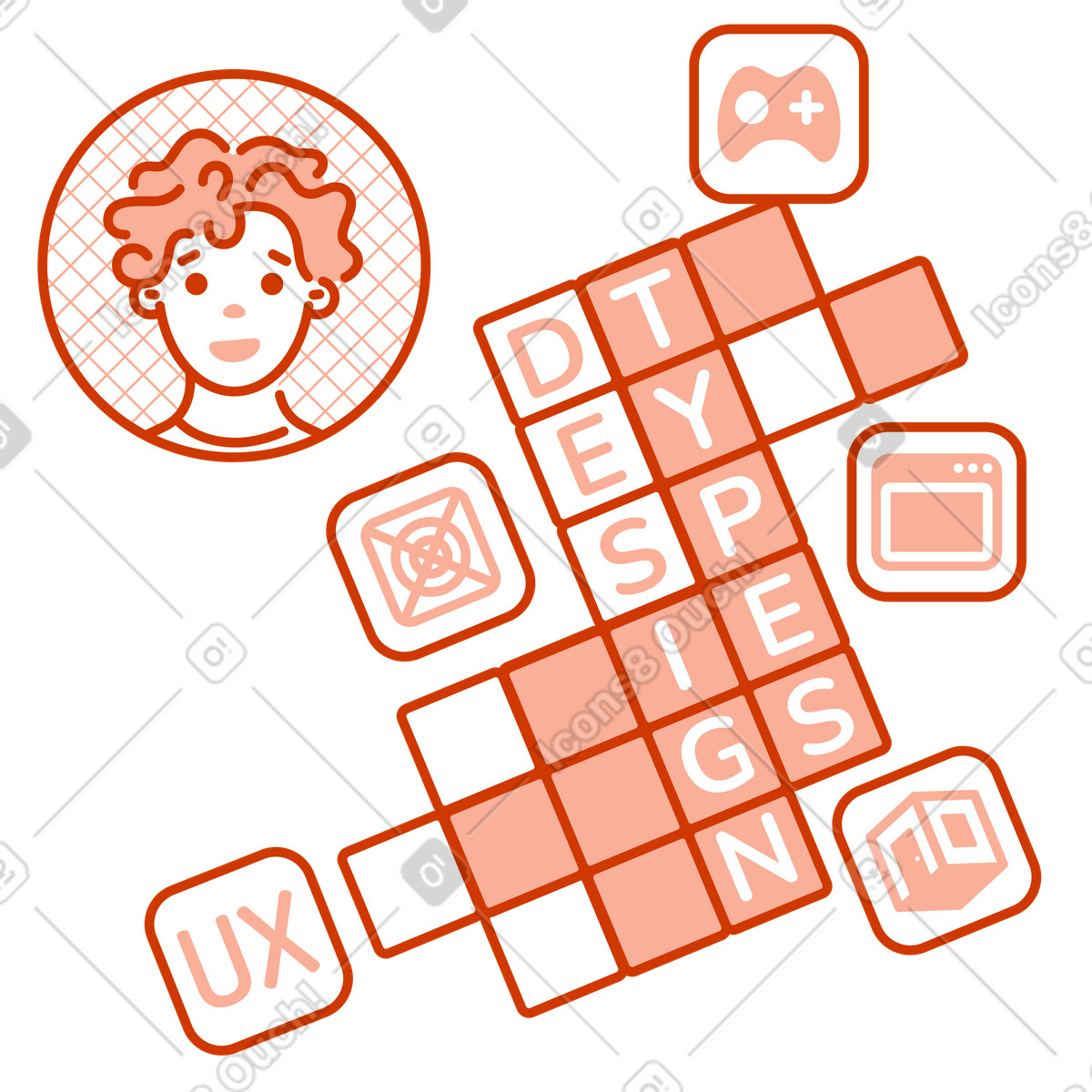 Uomo che sceglie tra diversi tipi di design illustrazione in stile Natty scarica in PNG, SVG