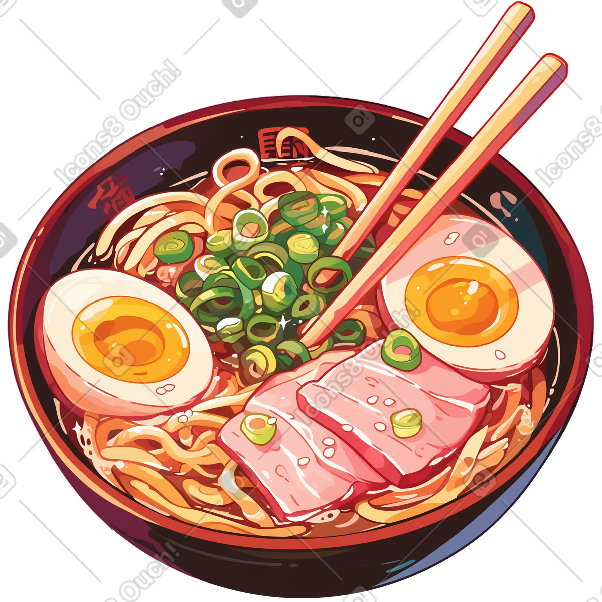 Ilustración Ramen bowl en estilo Glazy a descargar en PNG y SVG