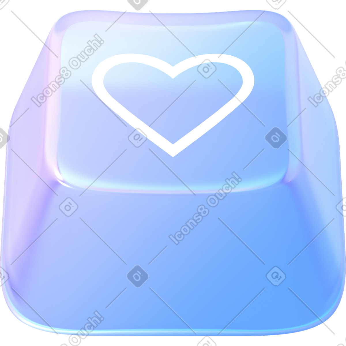 Ilustração de Glass heart button em no estilo 3D Glassy para baixar em PNG, SVG