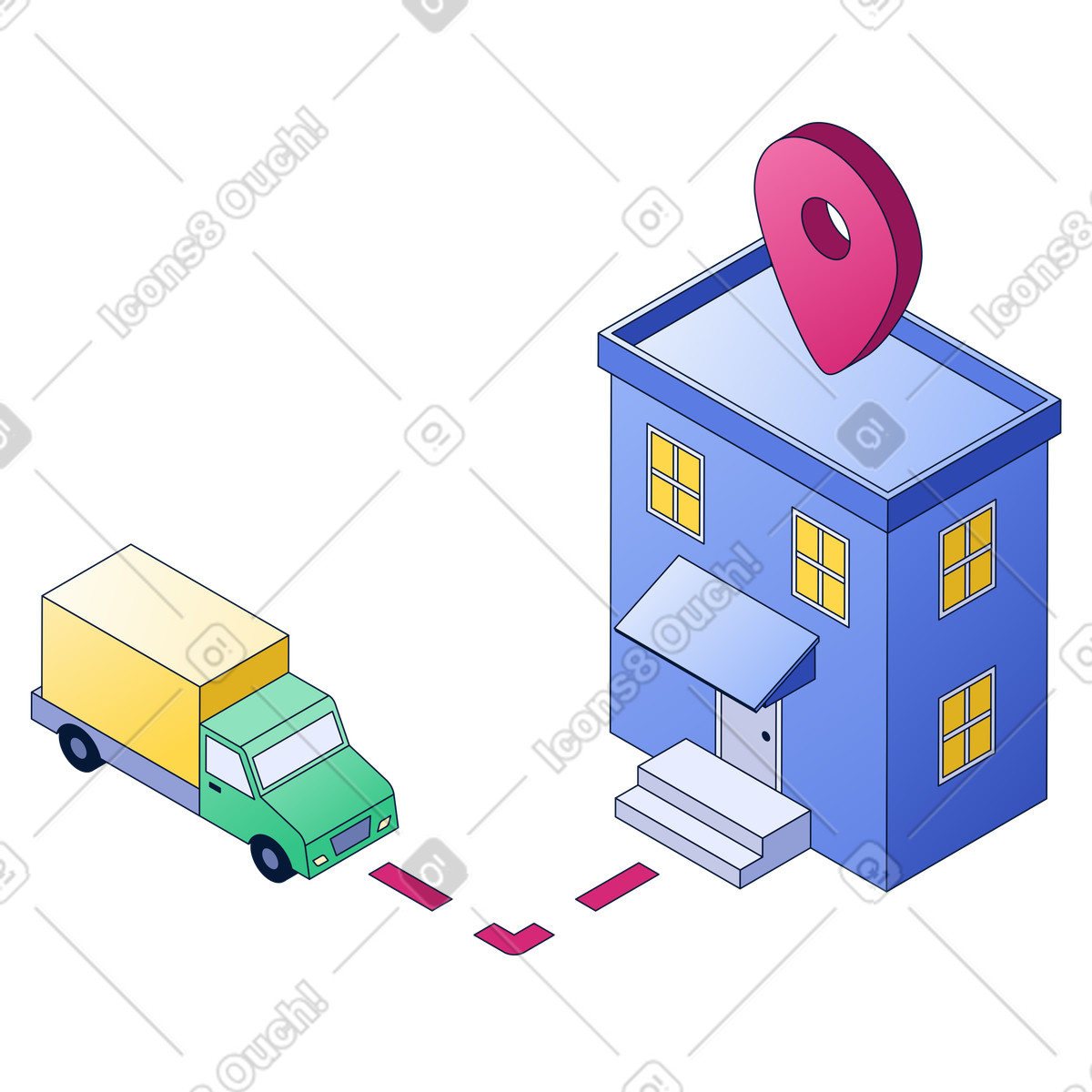 Efficient home delivery by truck illustration in PNG, SVG