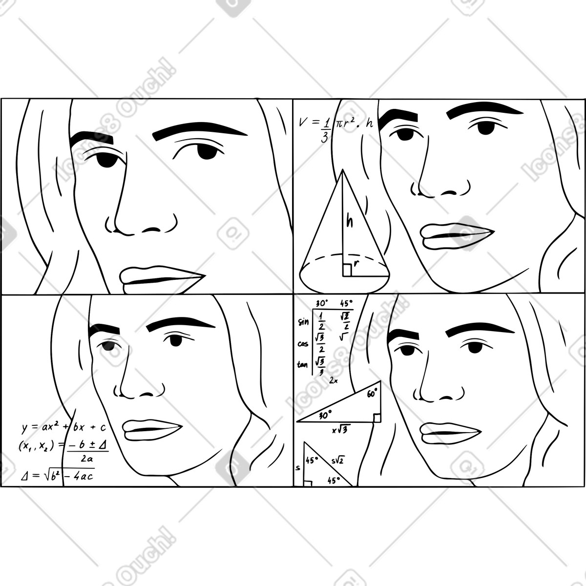 Ilustração de Mulher pensante em no estilo Dudes para baixar em PNG, SVG