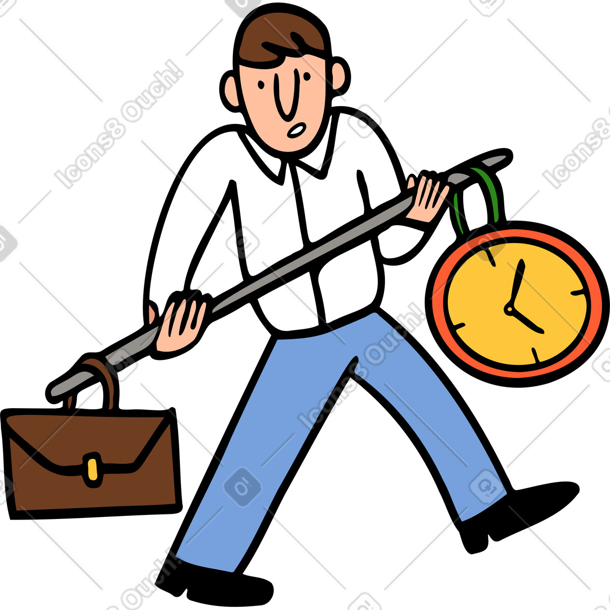 Mann geht mit einem stock-Illustration im Comic-Stil als Download in PNG, SVG