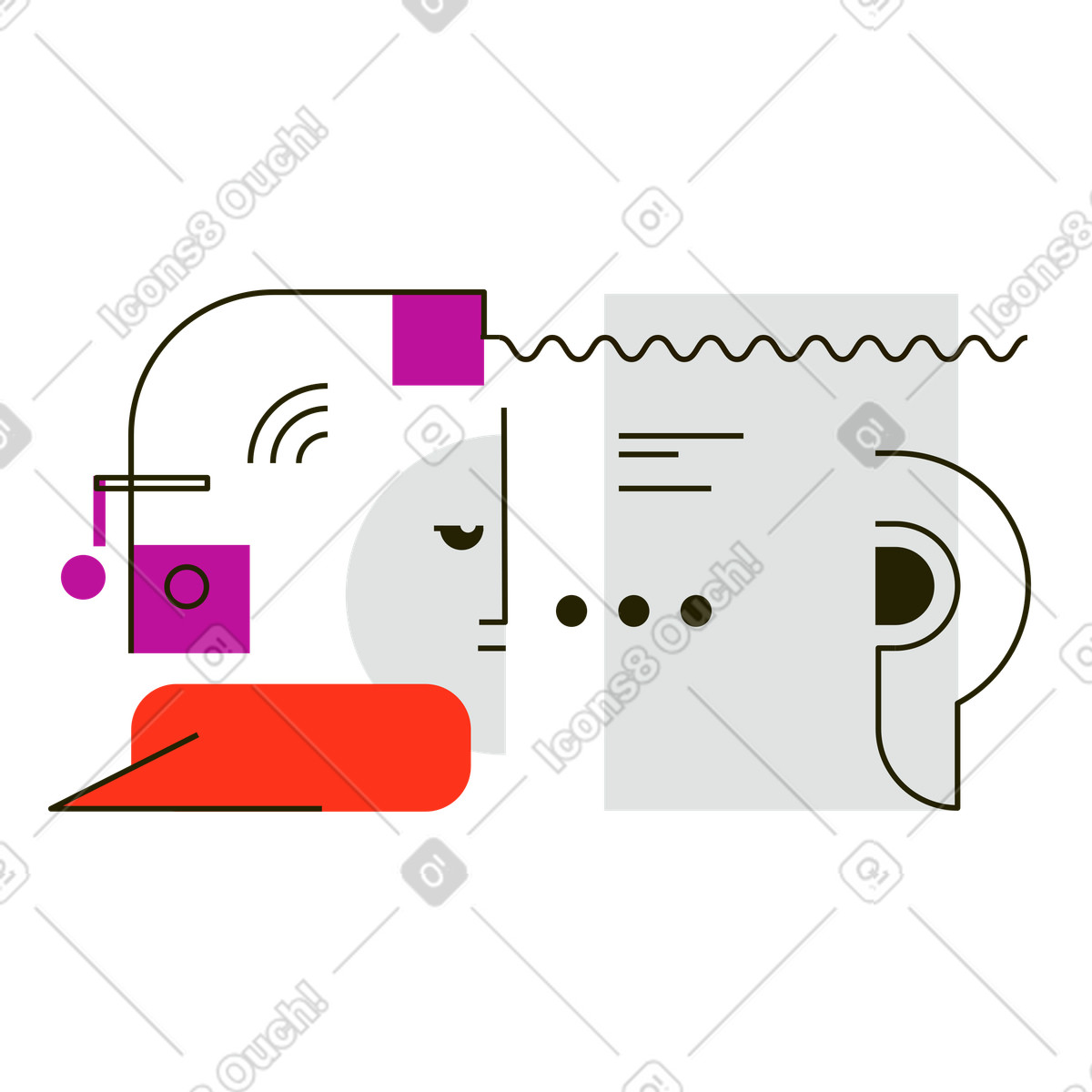 Kommunikation-Illustration im Geom-Stil als Download in PNG, SVG