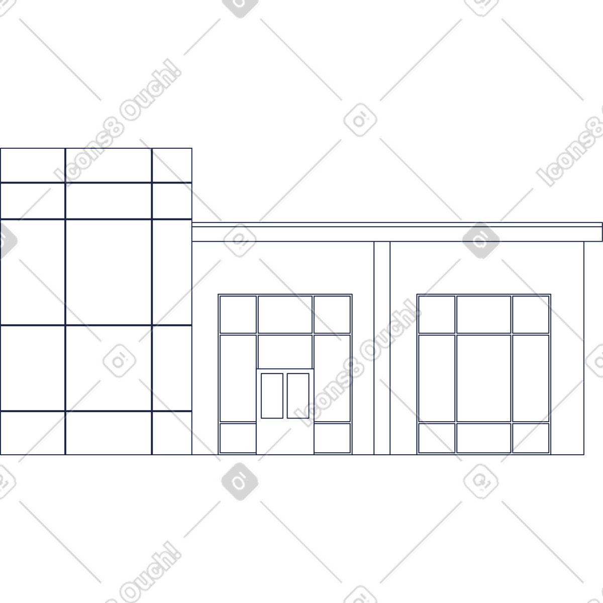 Gebäude-Illustration im Urban Line-Stil als Download in PNG, SVG