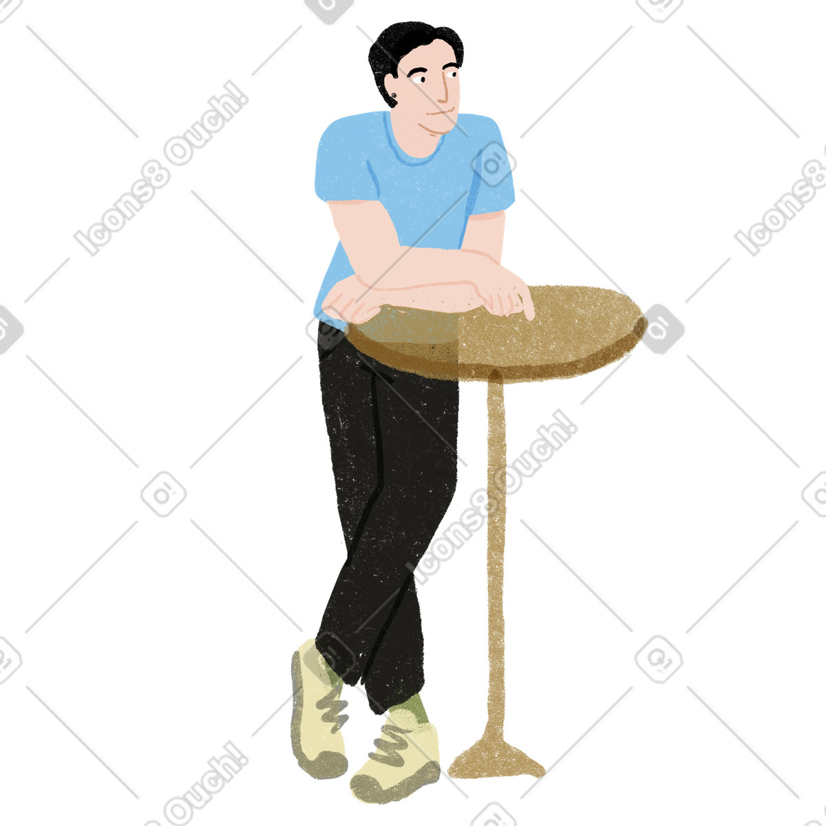 Illustration Homme penché sur une grande table de café dans le style Public à télécharger aux formats PNG, SVG