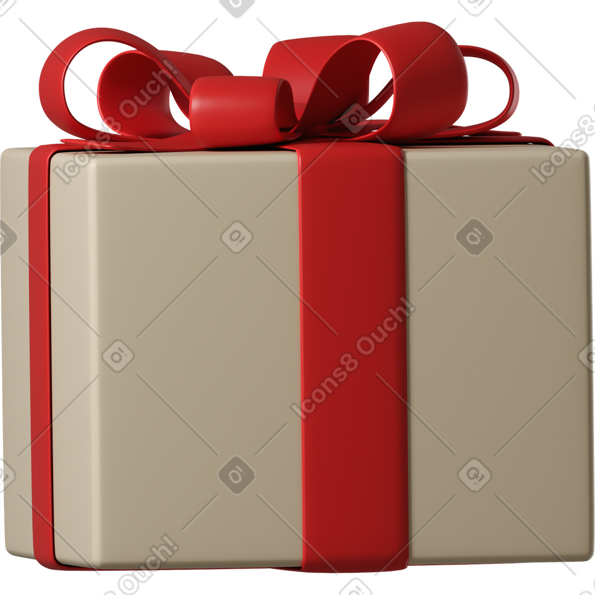 Geschenkbox mit rotem band-Illustration im 3D Business-Stil als Download in PNG, SVG