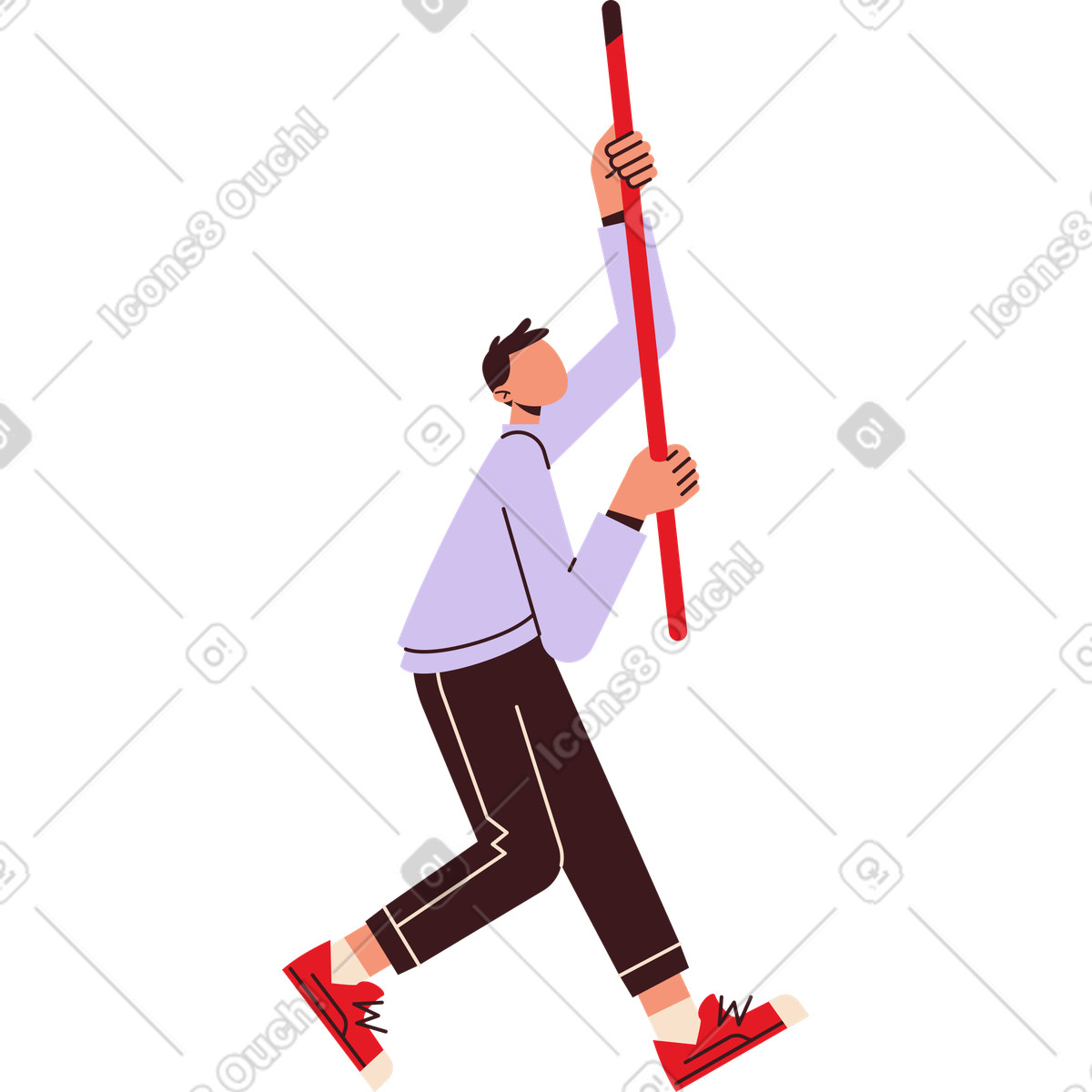Ilustración Joven con palo en estilo Folks a descargar en PNG y SVG