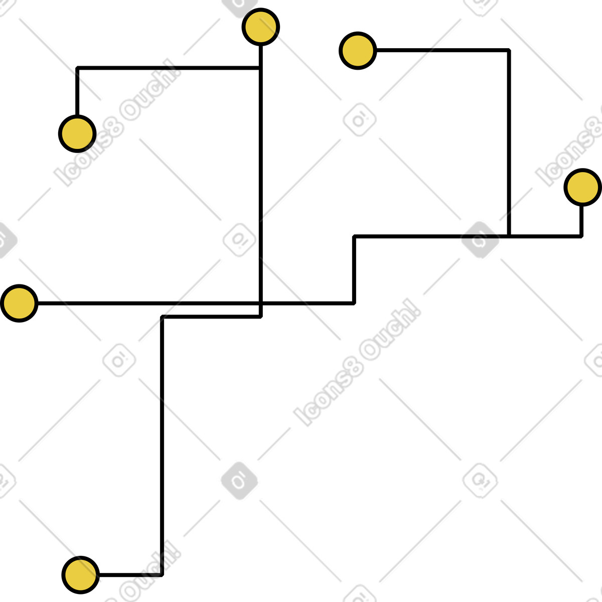 Ilustración Traza de pcb en estilo Memphis a descargar en PNG y SVG