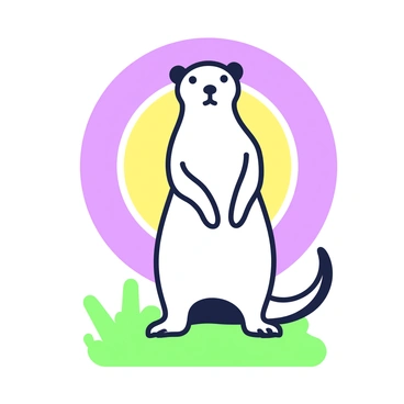 A silhouette of a prairie dog is standing on its hind legs on a grassy surface. The prairie dog is facing towards the viewer, with its ears perked up and its tail curled. In the background, the shape of the sunset is visible, featuring a gradient of colors that fills the sky behind the silhouette. The prairie dog's outline is sharp against the backdrop, emphasizing its posture and stance. The ground is slightly uneven, with tufts of grass scattered around the base of the prairie dog, enhancing the natural environment.