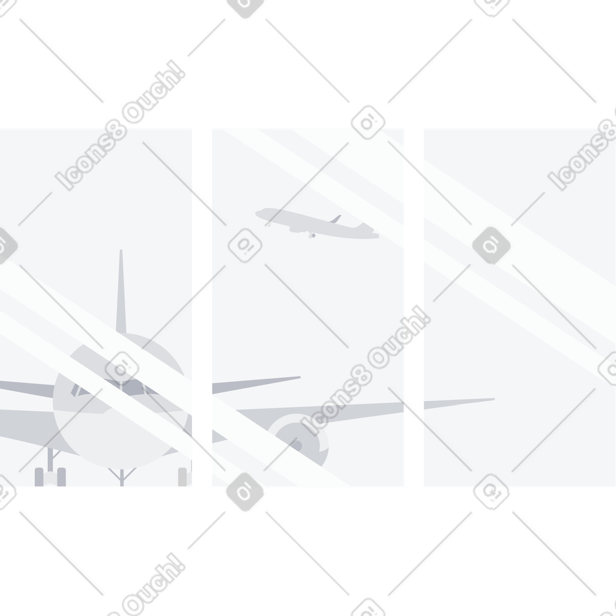 Airport window illustration featuring clipart images available for download in PNG