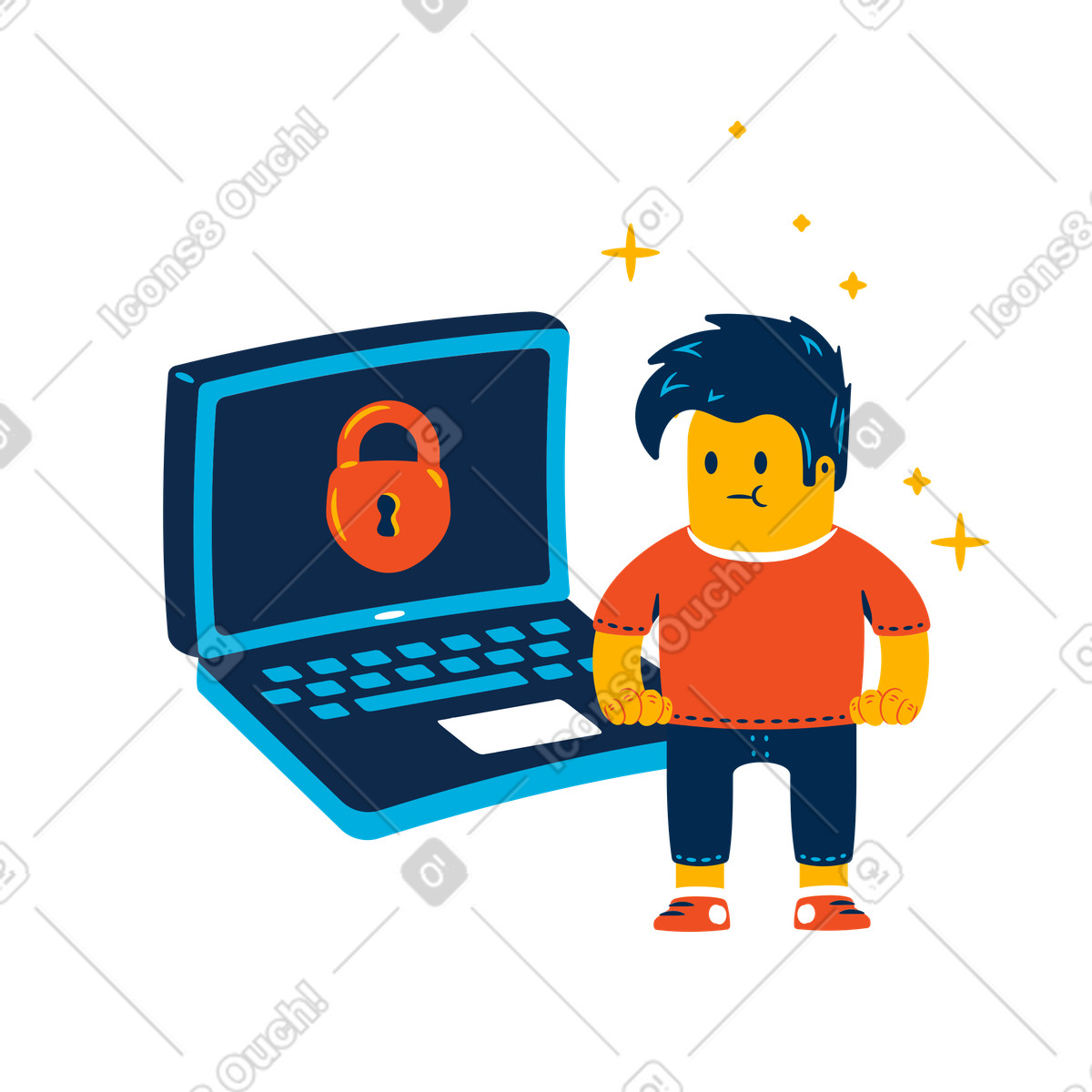 Ilustración Acceso seguro en estilo Flame a descargar en PNG y SVG