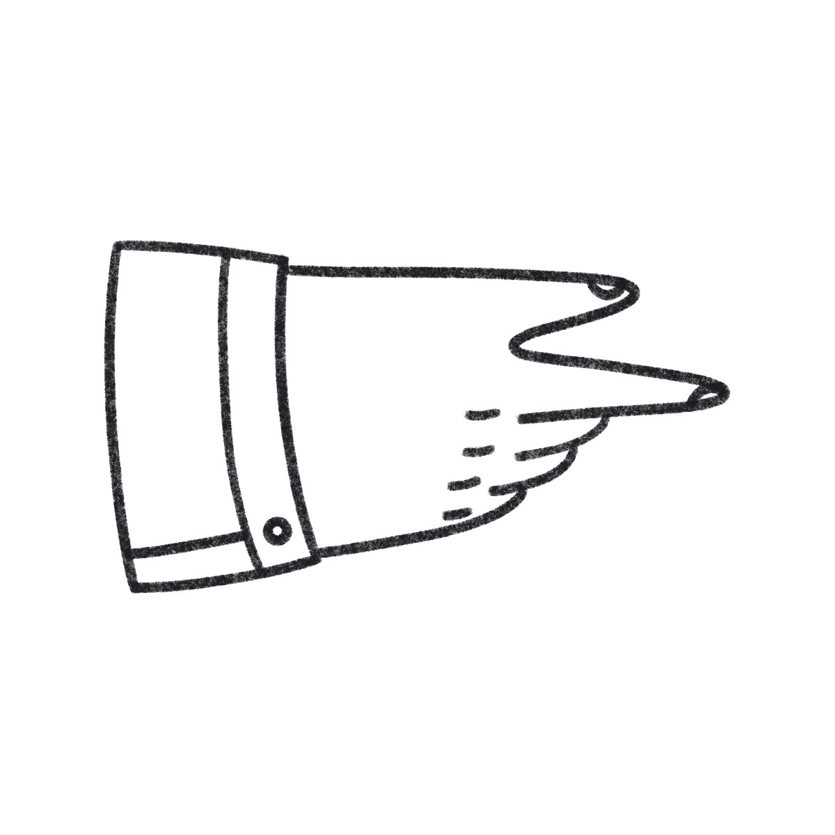 Ilustración Outlined hand in suit sleeve for attention cue en estilo Bonbon Line a descargar en PNG y SVG