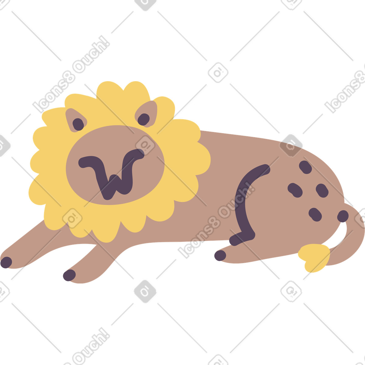 Löwe-Illustration im Pluto-Stil als Download in PNG, SVG