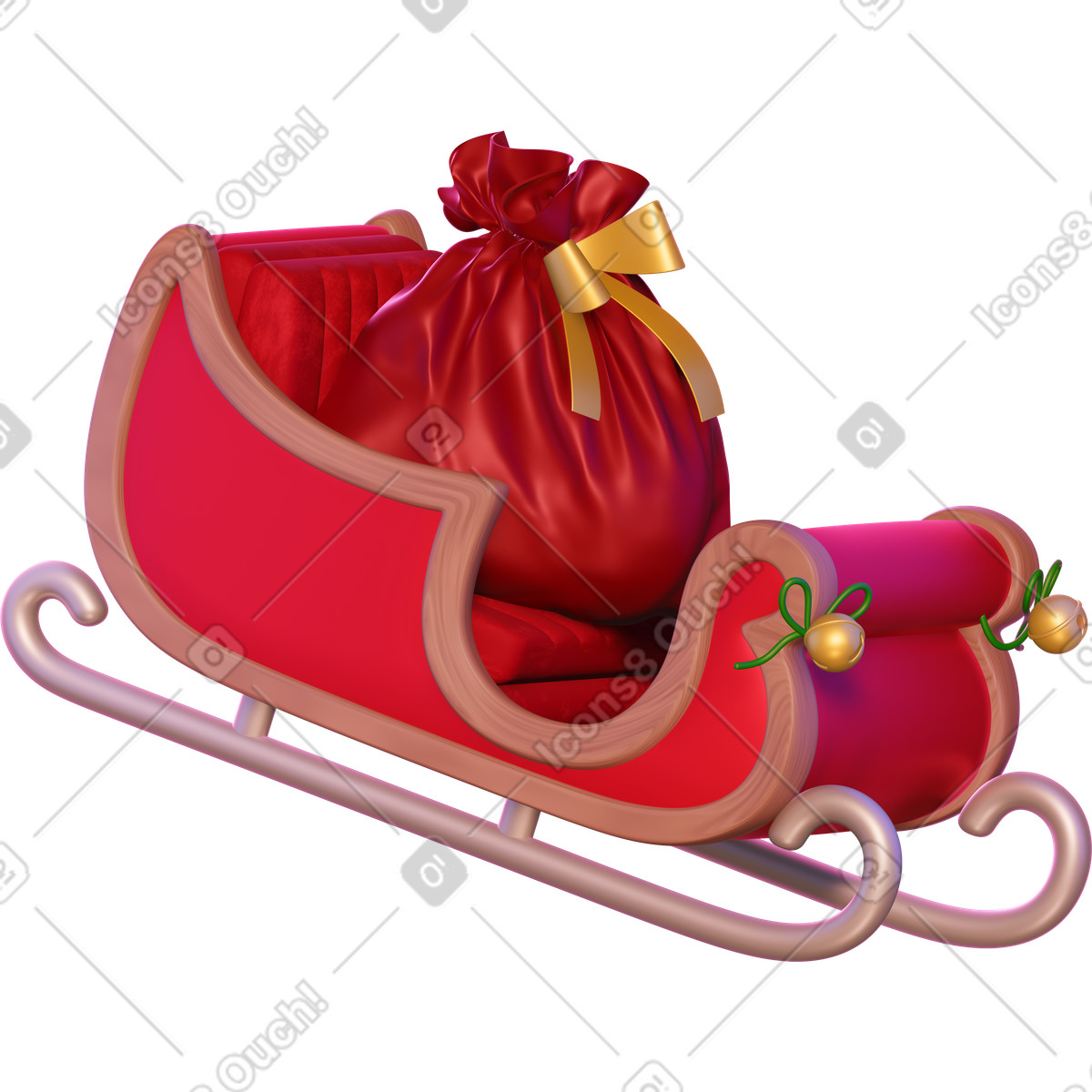 Slitta di natale con regali illustrazione in stile 3D Holidays scarica in PNG, SVG