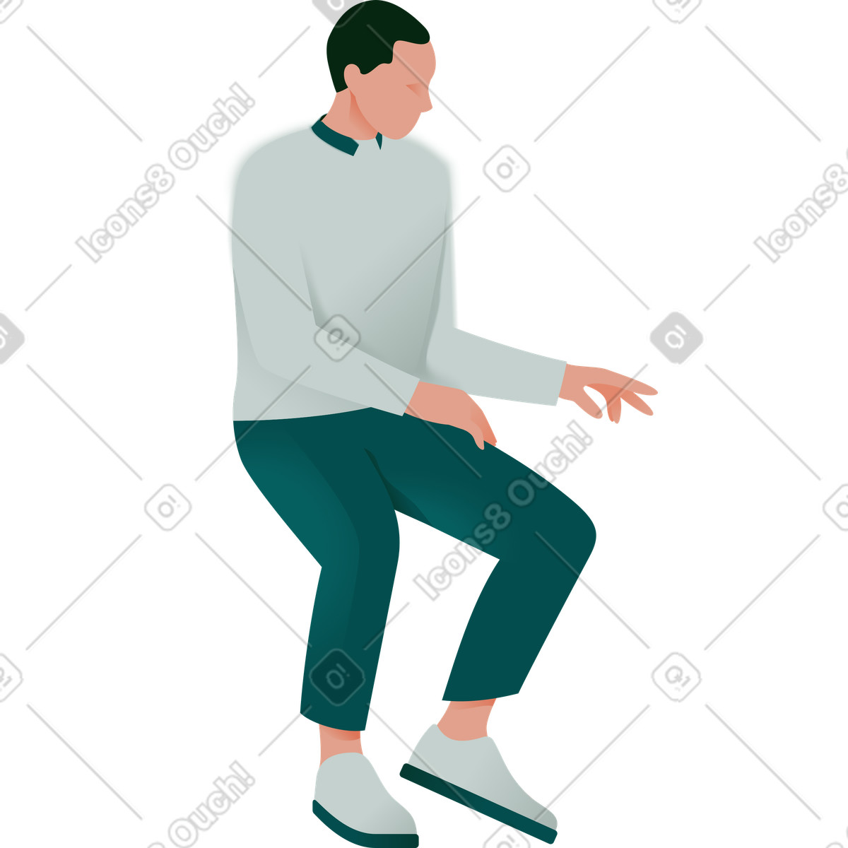 下载 Office 风格的 坐着的人 插画，支持 PNG、SVG 格式