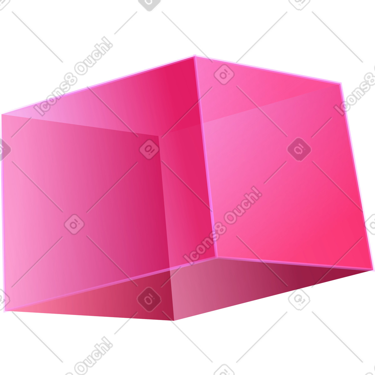 Cube illustration in Neon style download in PNG, SVG