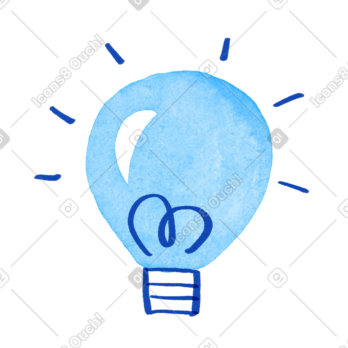 Tint スタイルの Lightbulb blue doodle symbolizing bright idea and creative inspiration のイラストをPNG、SVG形式でダウンロード