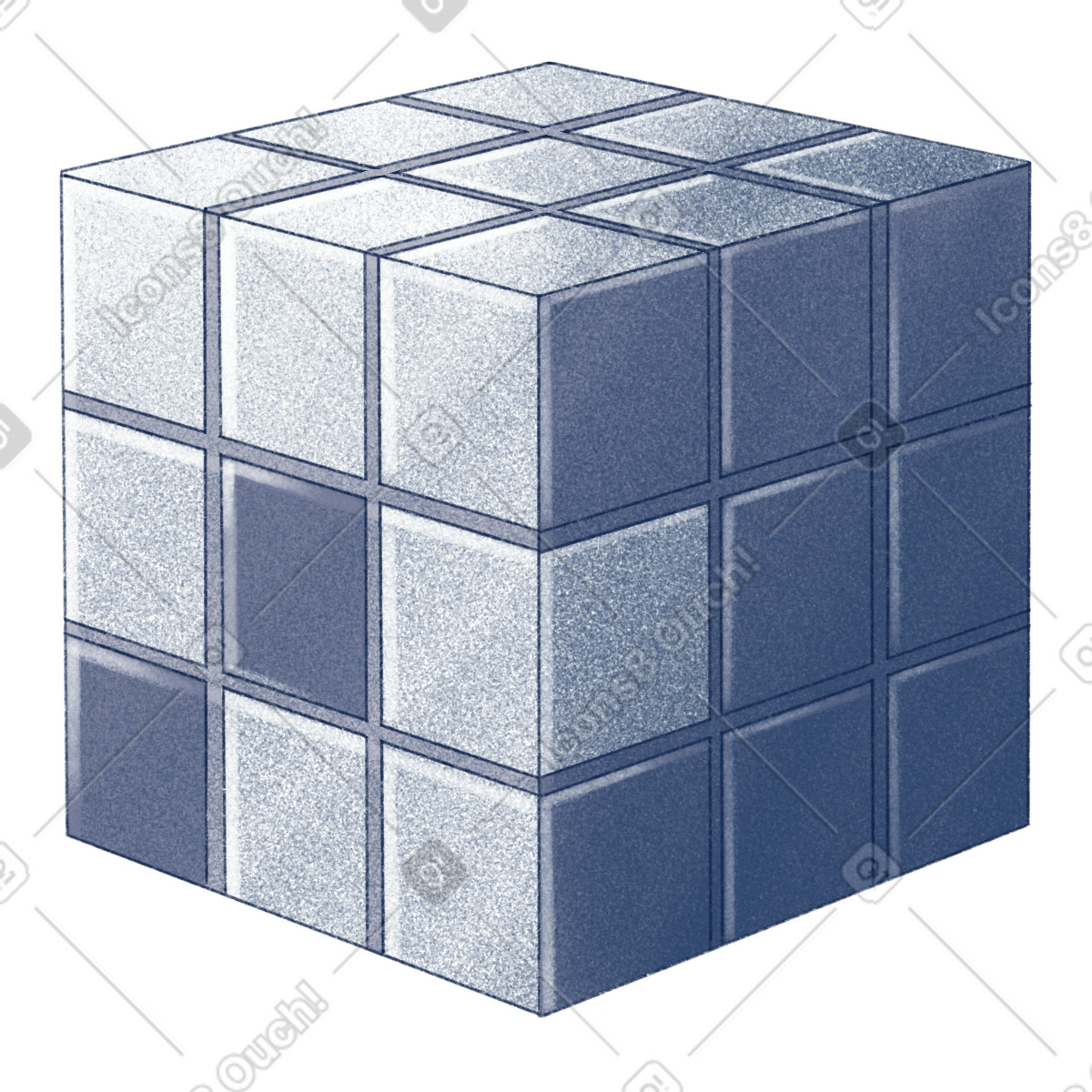 Blauer zauberwürfel-Illustration im Haze-Stil als Download in PNG, SVG