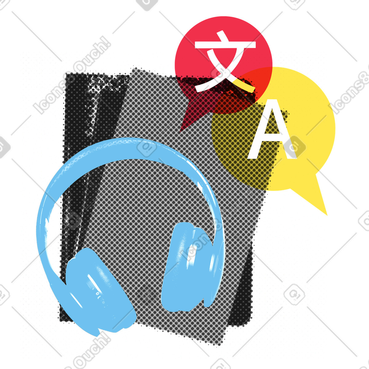Books and literature in a foreign language illustration in PNG, SVG