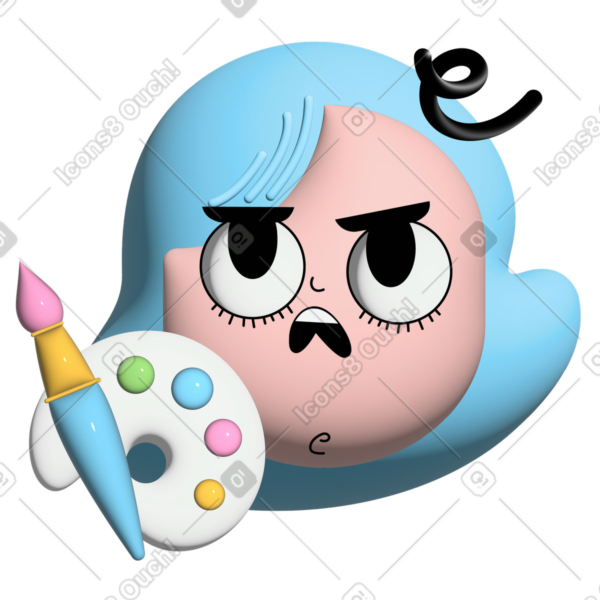 Ilustração de Girl artist with a palette em no estilo Cartoony para baixar em PNG, SVG