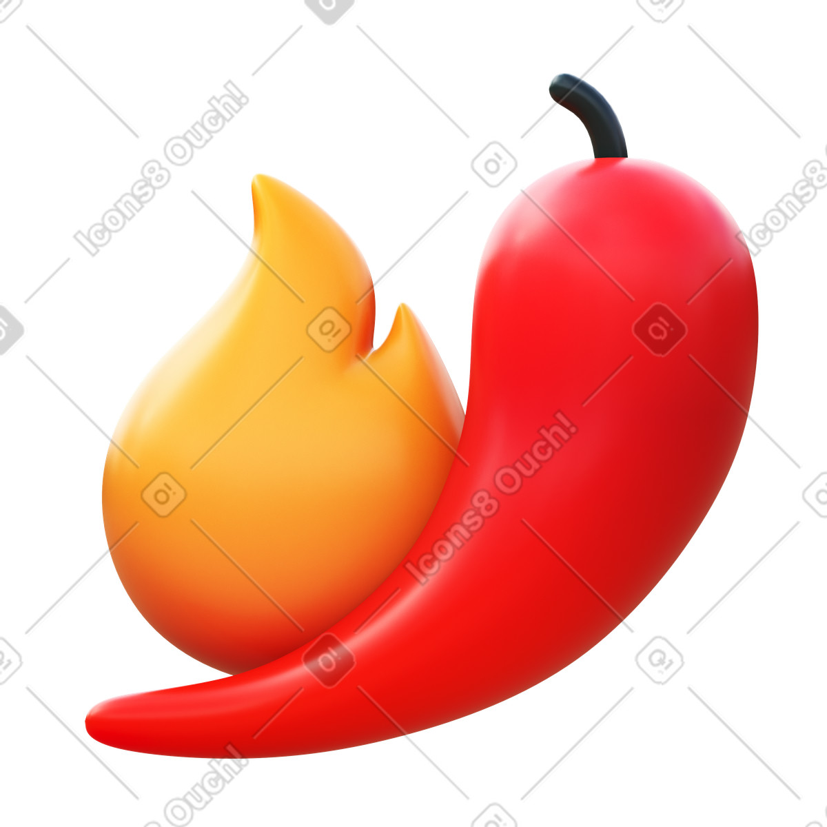 Ilustração de Chili pepper em no estilo 3D Fluency para baixar em PNG, SVG