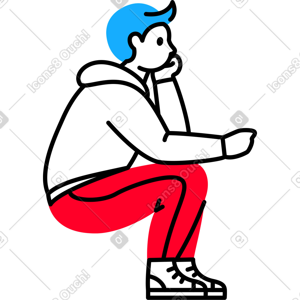 Illustration Homme assis dans le style Transistor à télécharger aux formats PNG, SVG
