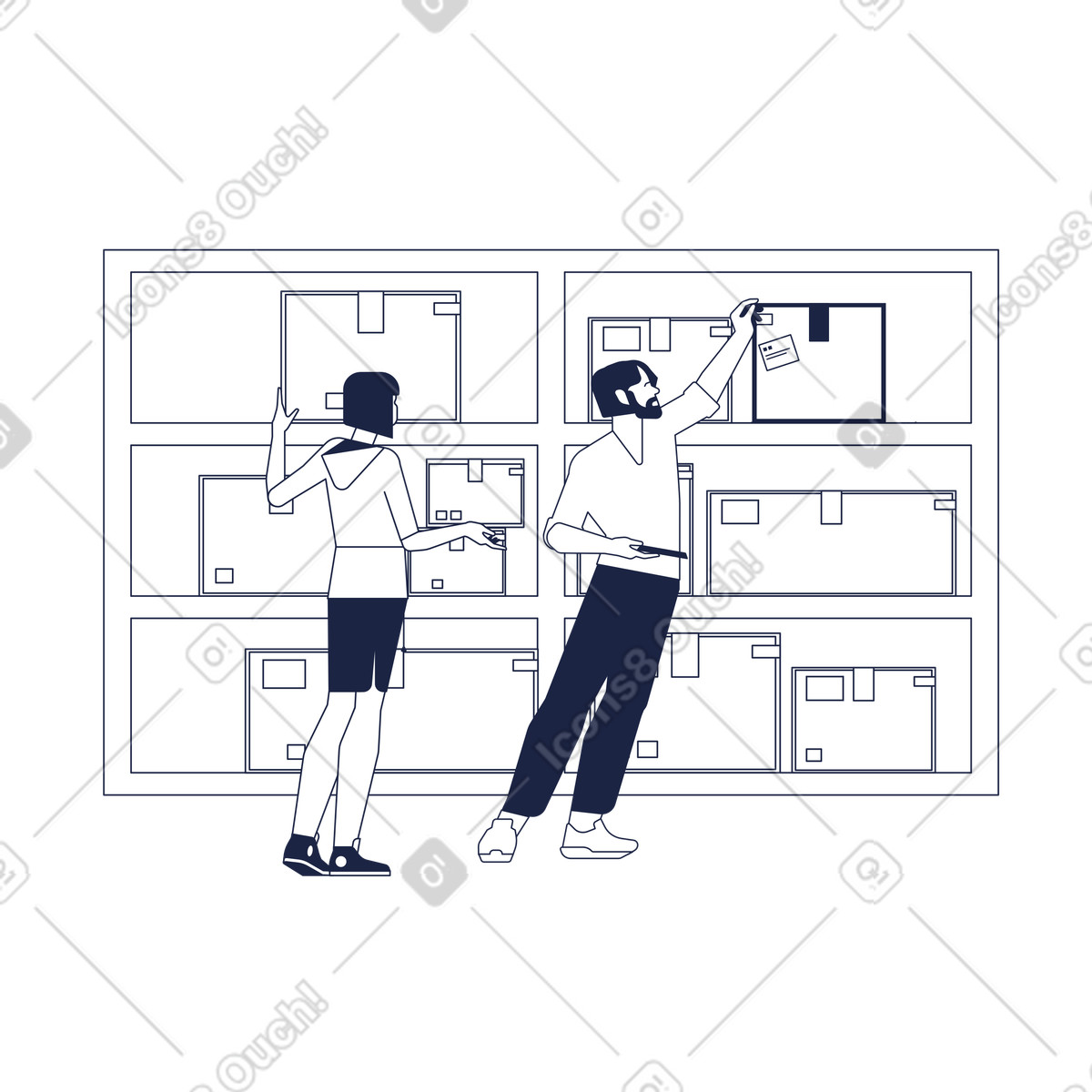 Post office illustration in Urban Line style download in PNG, SVG