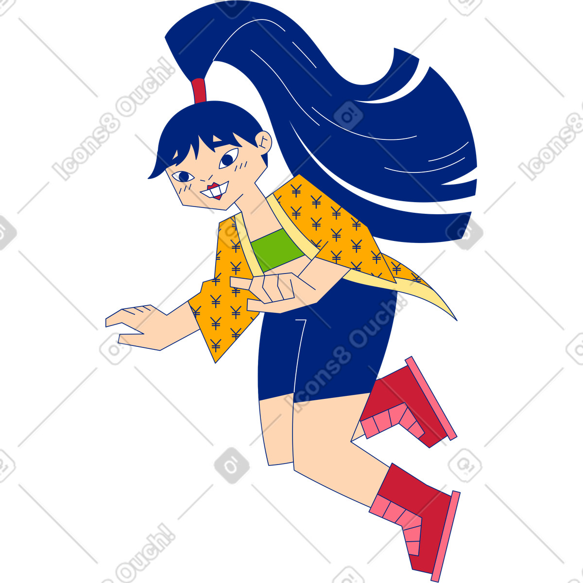 下载 Neo-Sakura 风格的 快乐微笑的女孩 插画，支持 PNG、SVG 格式
