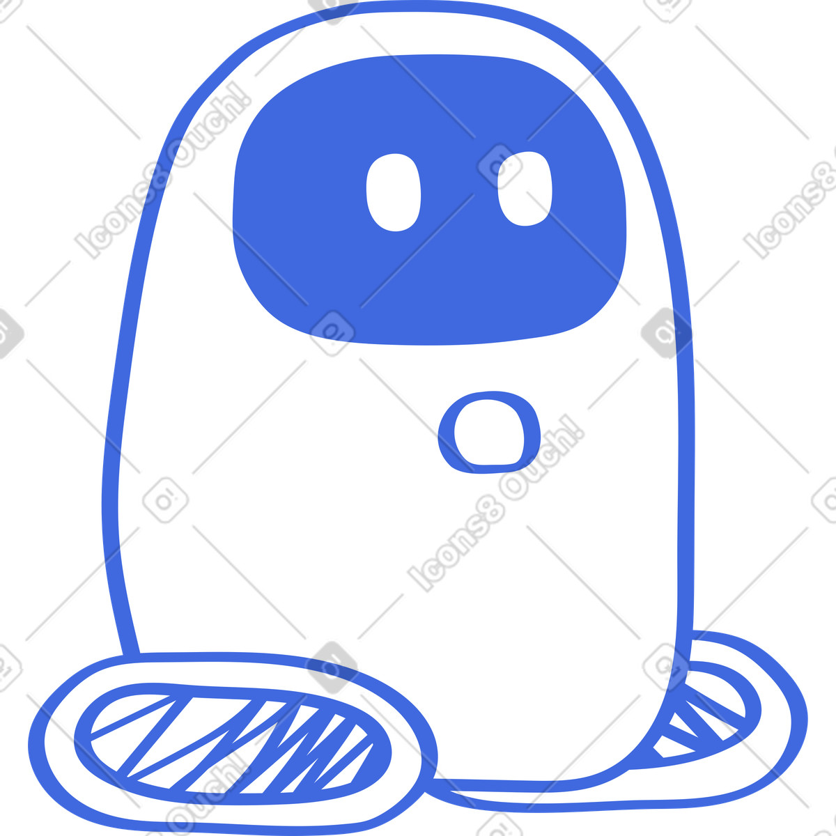 Robot with simple face and scribbled wheels illustrazione in stile Ballpoint Pen scarica in PNG, SVG