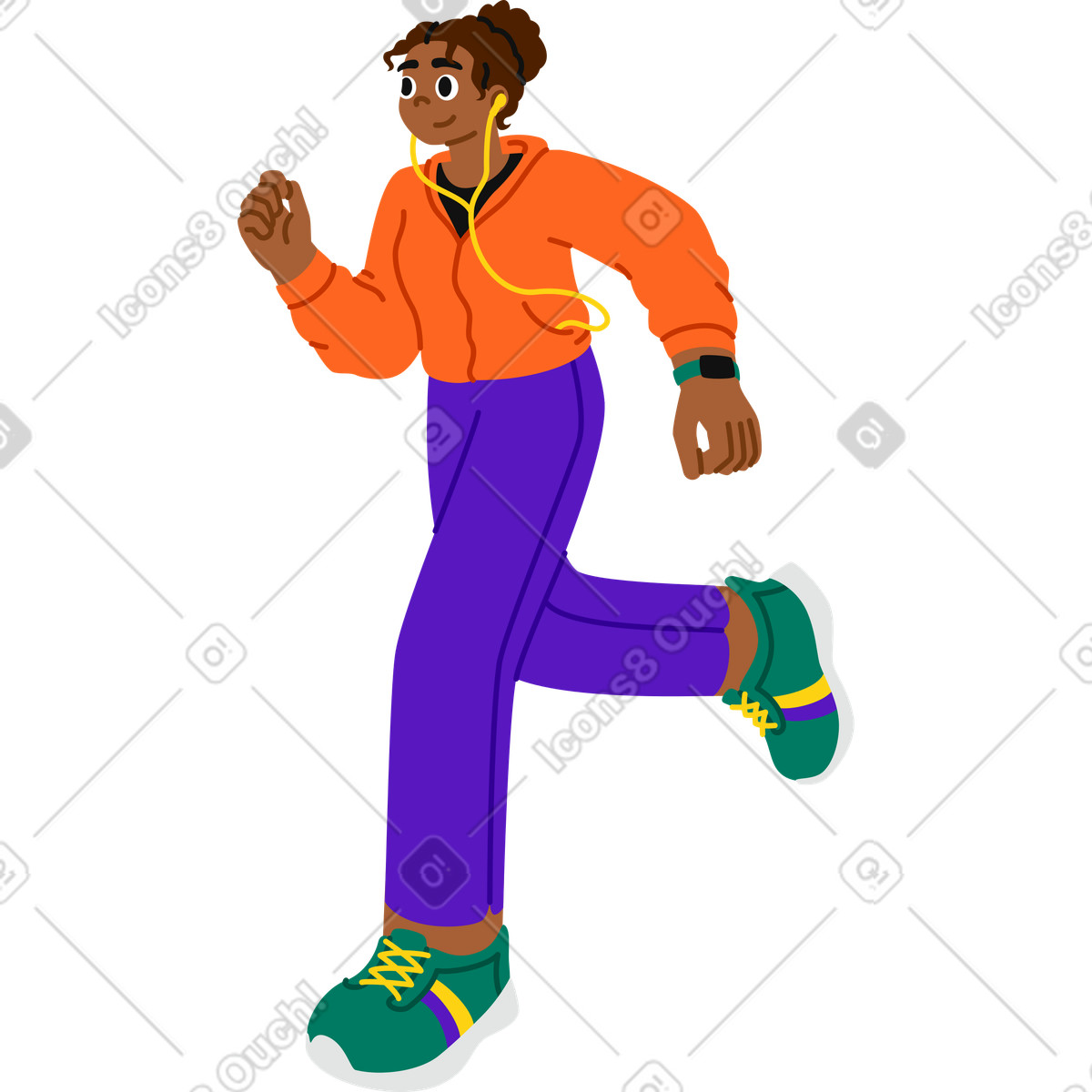 Ilustración Mujer joven corriendo en estilo Active a descargar en PNG y SVG