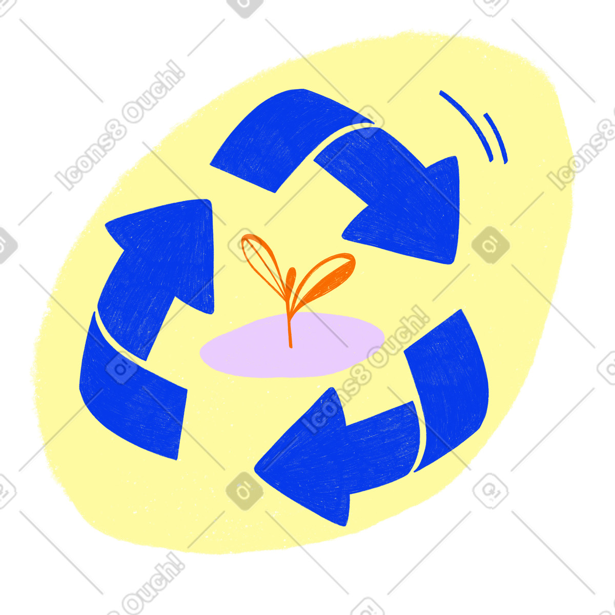 Green recycling aiding nature illustration in Biro style download in PNG, SVG