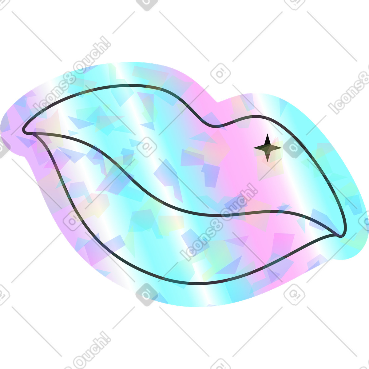 Lips illustration in Holostickers style download in PNG, SVG
